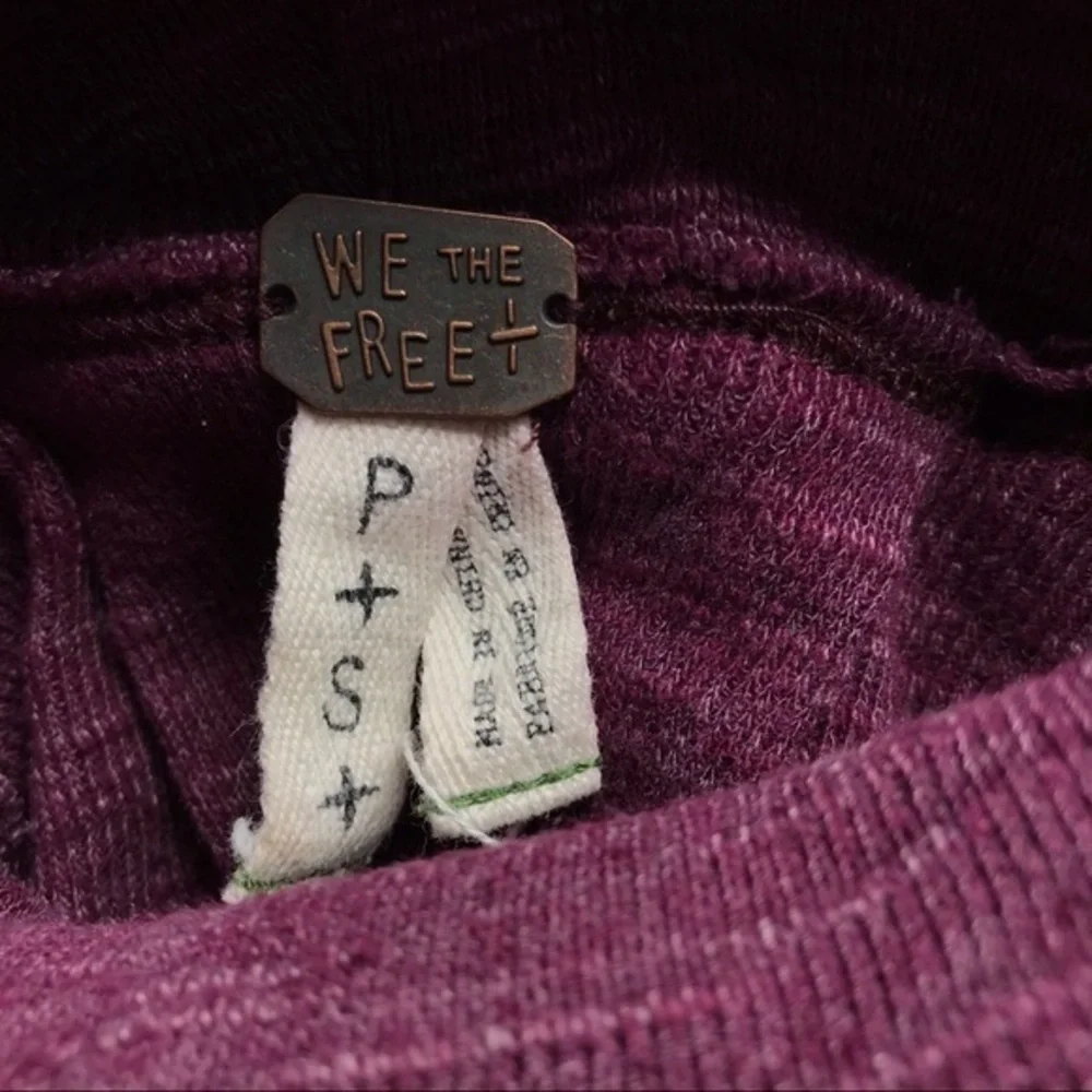 Free People Split Back Turtleneck Oversized Top‎ Berry S